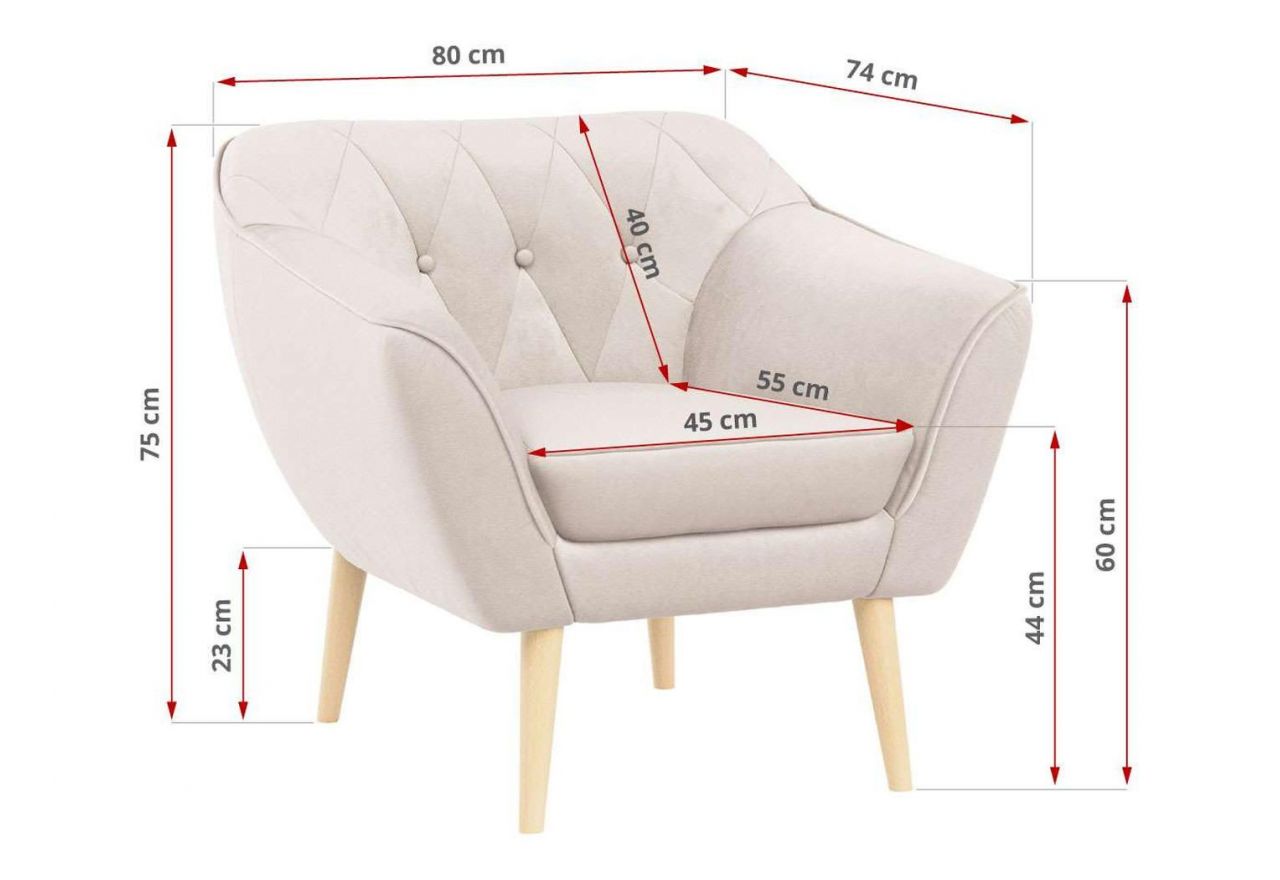 Fotel PIRS - kremowy, welwet
