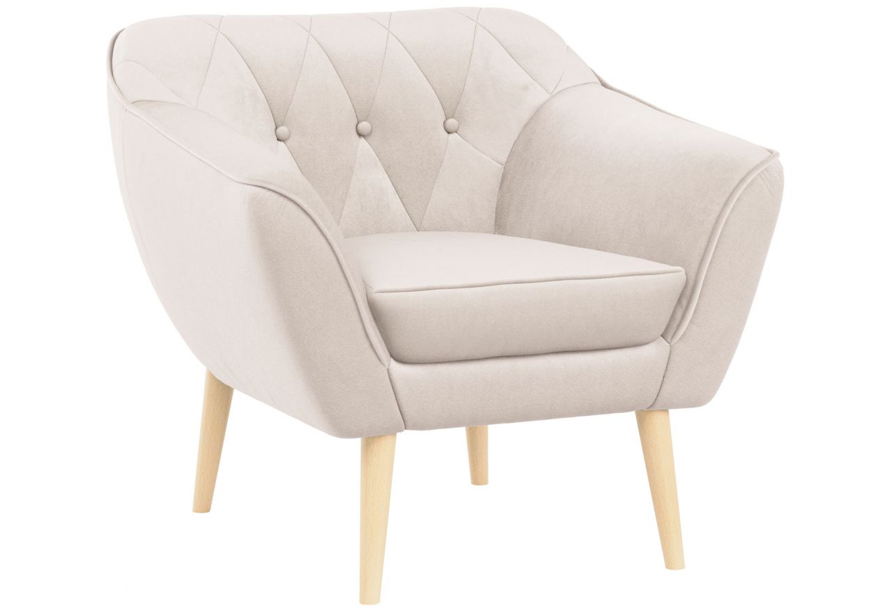 Fotel PIRS - kremowy, welwet