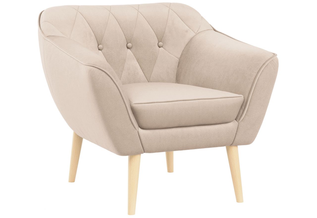 Fotel PIRS - beżowy, welwet