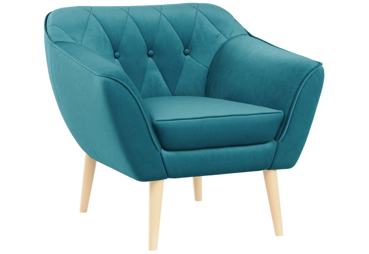 Fotel PIRS - turkusowy, welwet