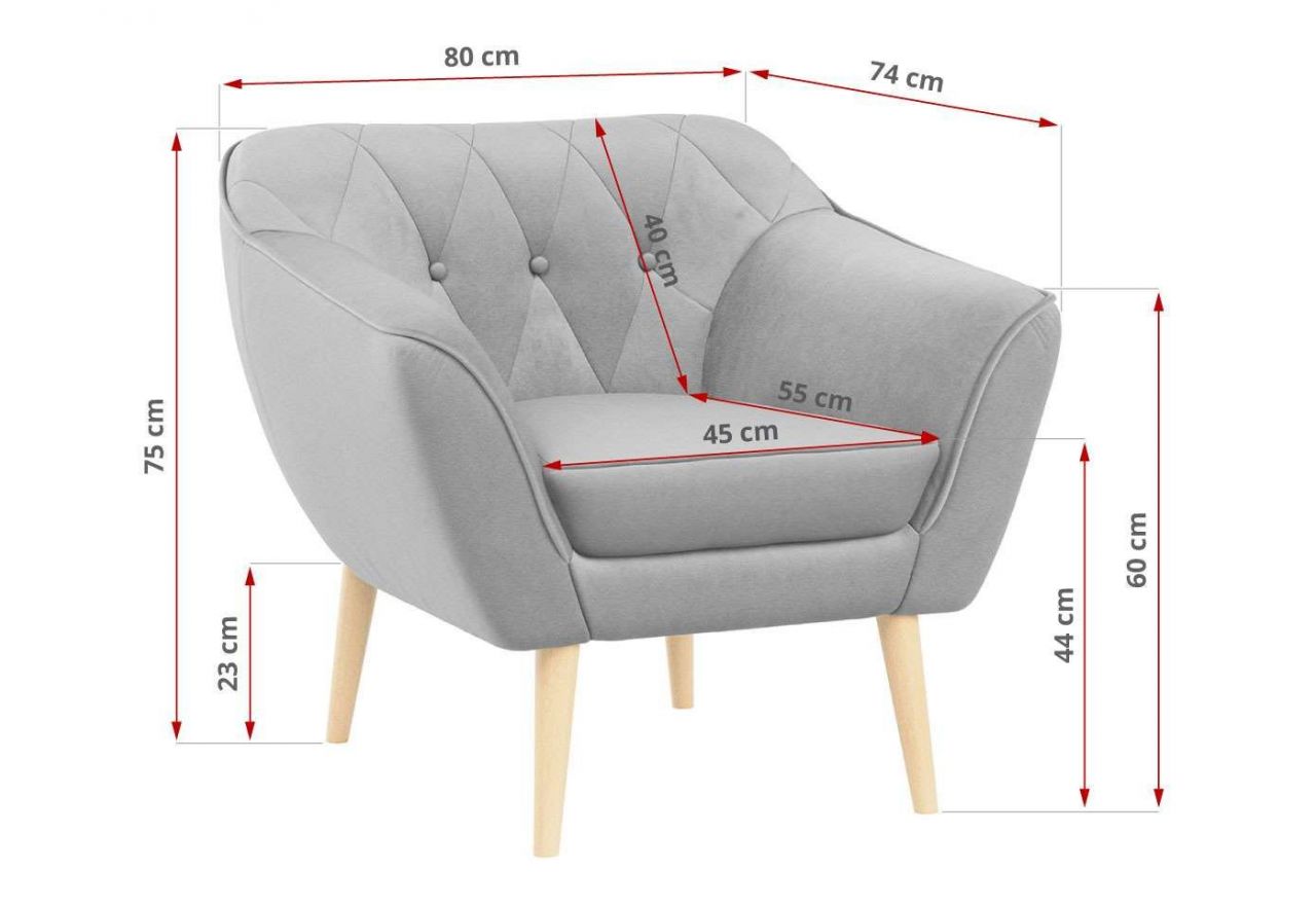 Fotel PIRS - szary, welwet