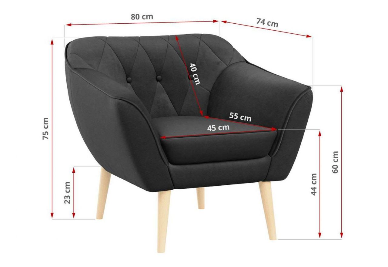 Fotel PIRS - ciemnoszary, welwet