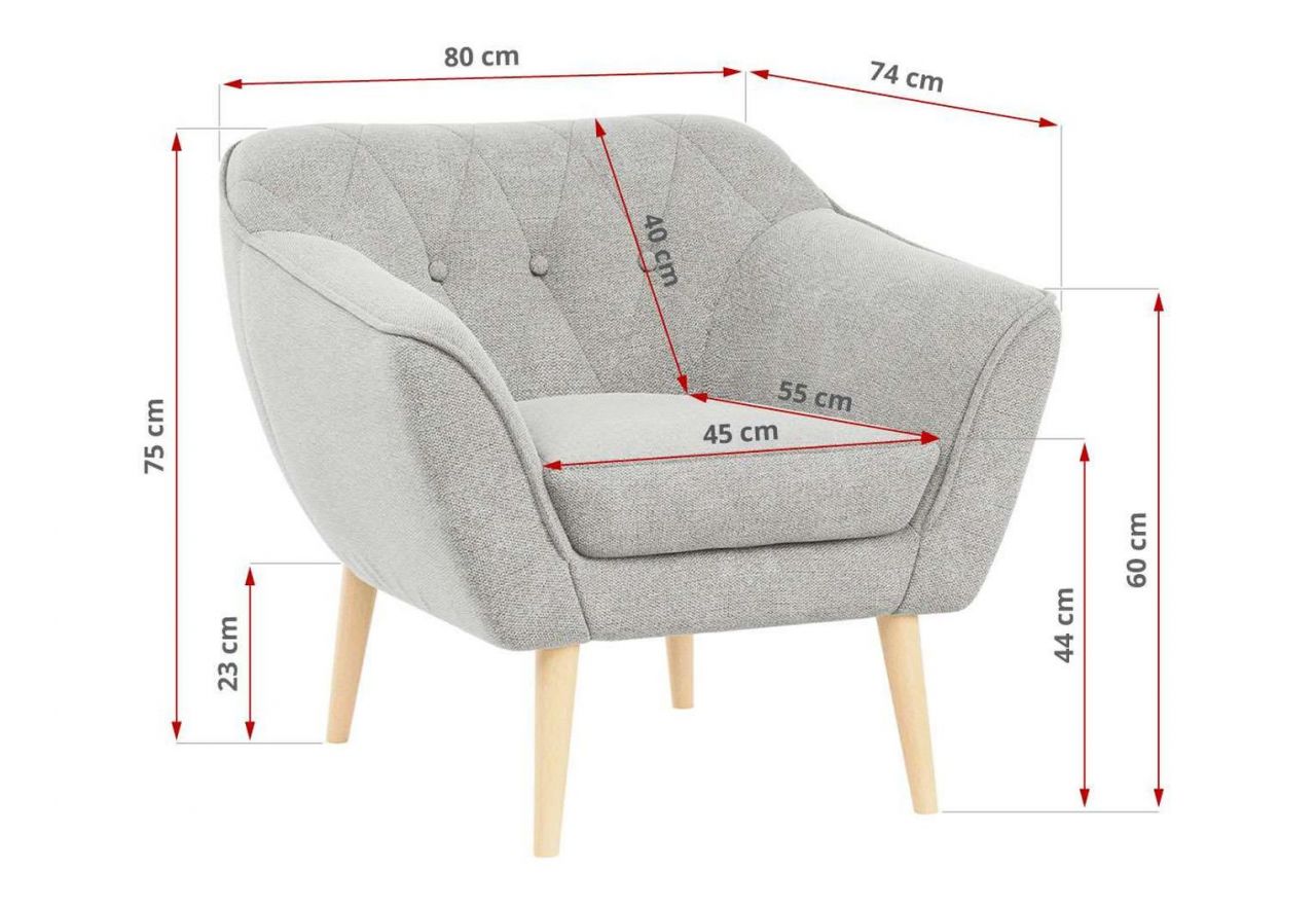 Fotel PIRS - jasnoszary, struktura