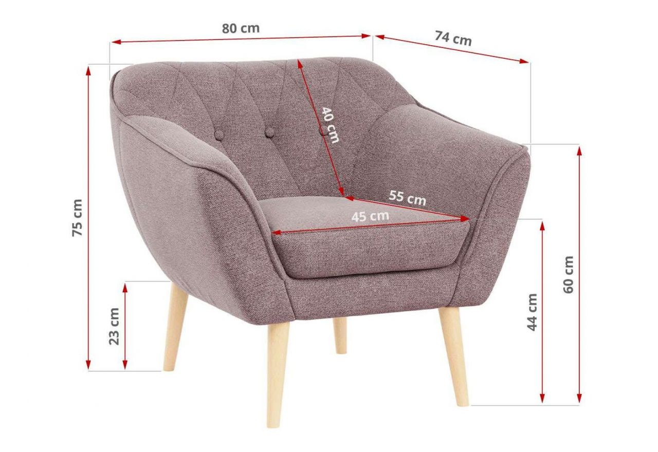 Fotel PIRS - różowy, struktura