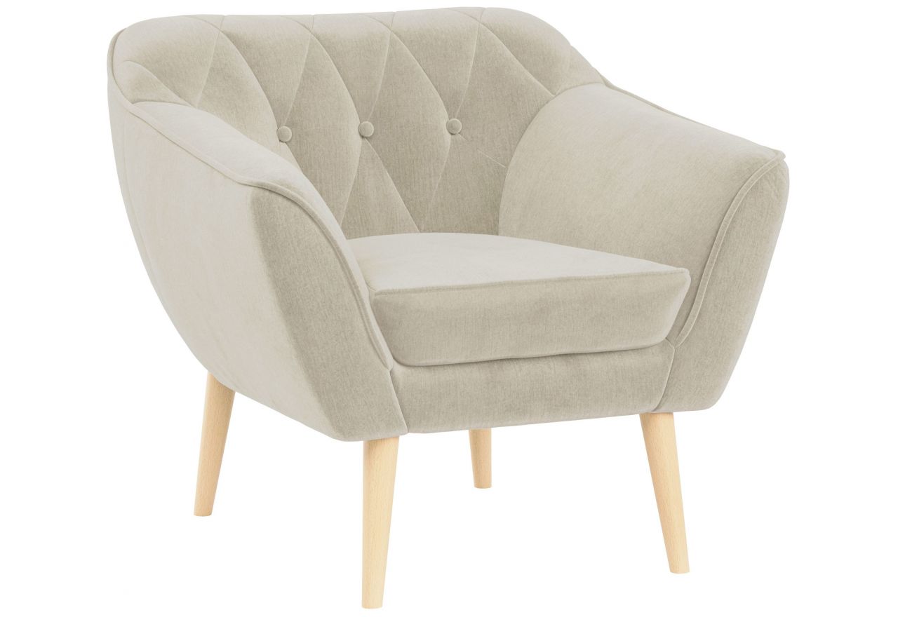 Fotel PIRS - kremowy, welwet