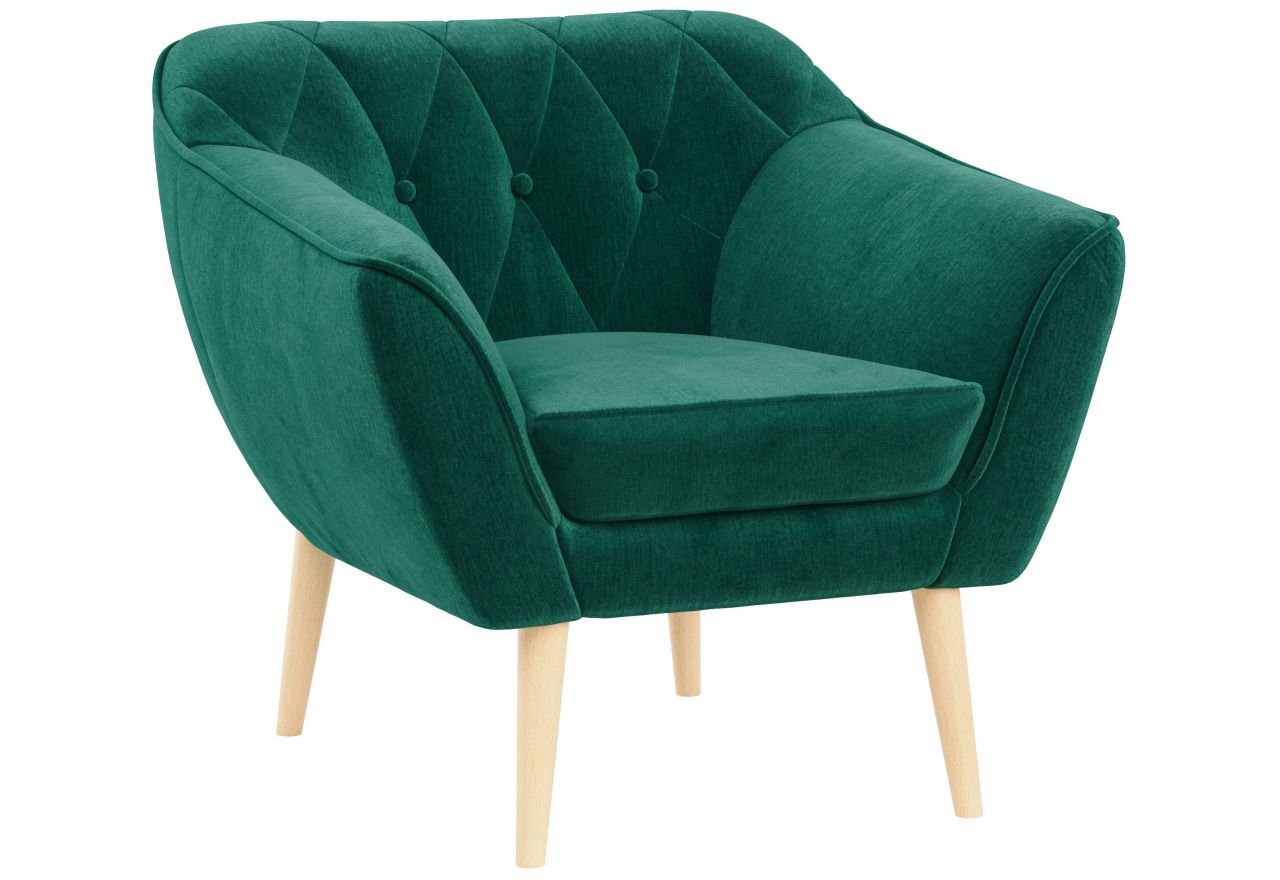 Fotel PIRS - ciemnozielony, welwet