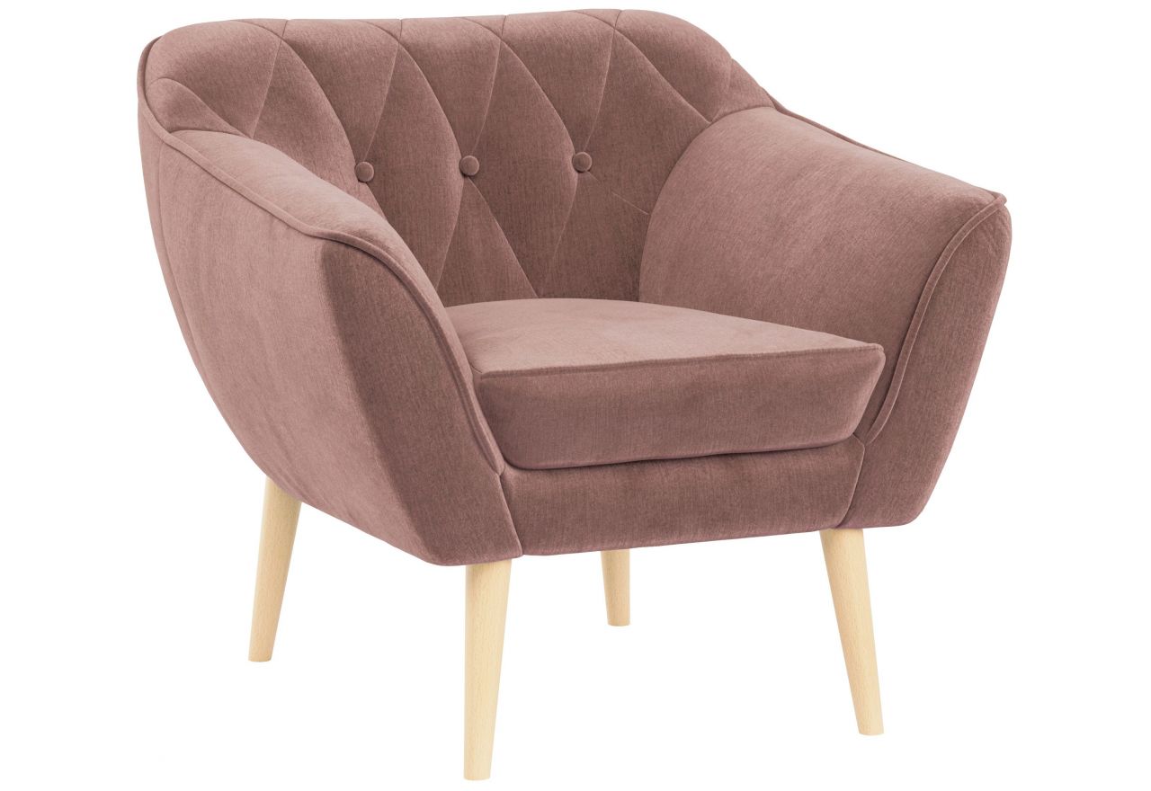 Fotel PIRS - różowy, welwet