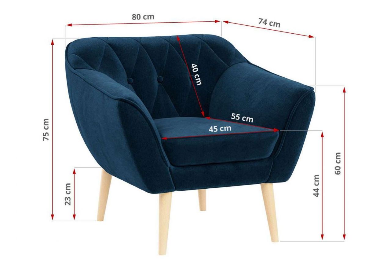 Fotel PIRS - ciemnoniebieski, welwet