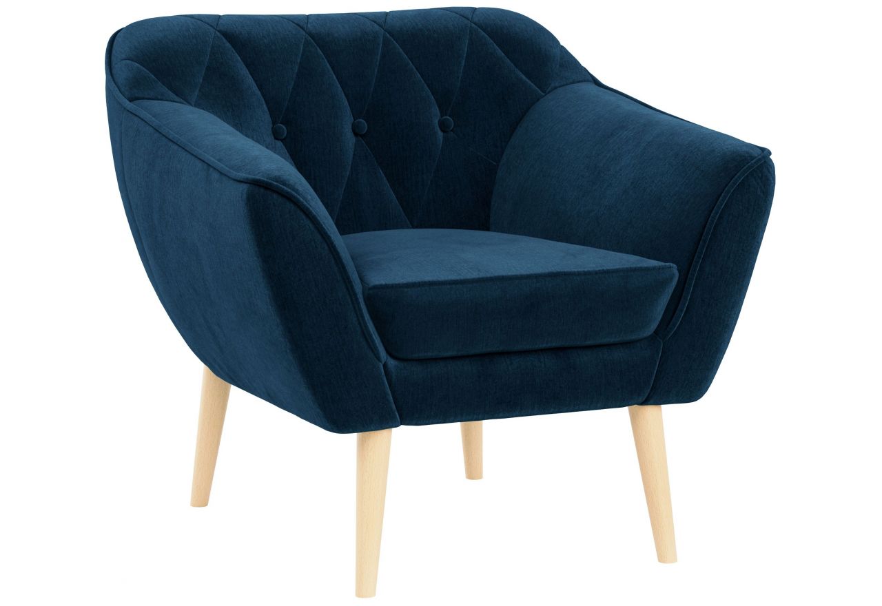 Fotel PIRS - ciemnoniebieski, welwet