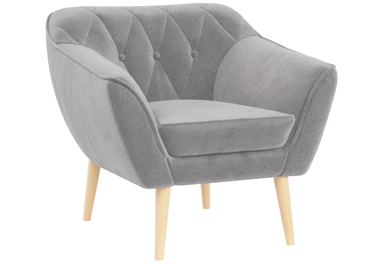 Fotel PIRS - jasnoszary, welwet