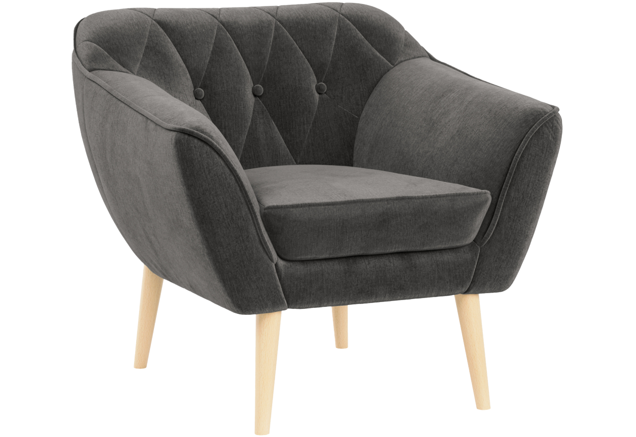 Fotel PIRS - ciemnoszary, welwet