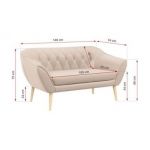 Sofa PIRS 2 - beżowy, welwet