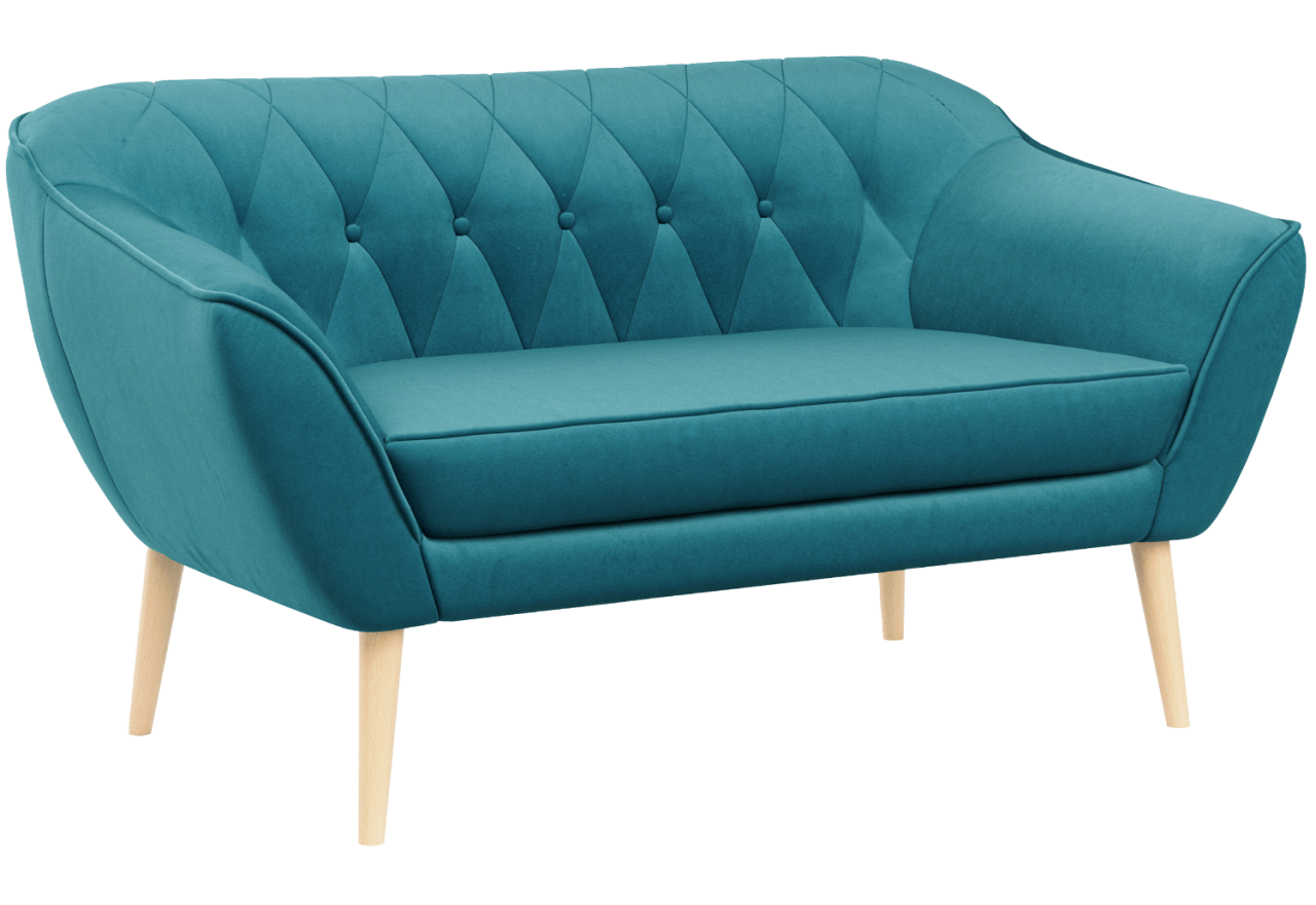 Sofa PIRS 2 - turkusowy, welwet
