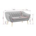 Sofa PIRS 2 - szary, welwet