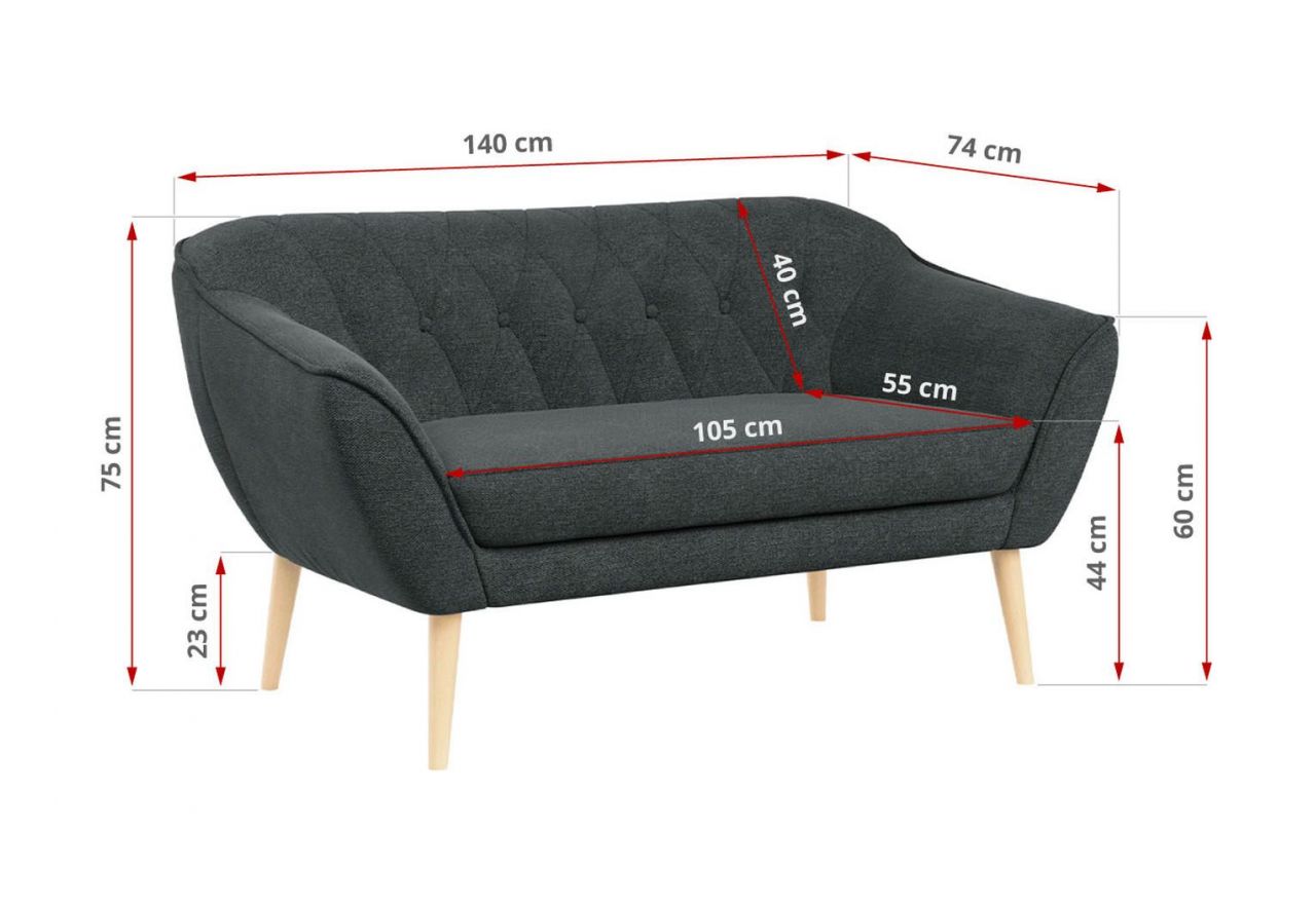 Sofa PIRS 2 - ciemnoszary, struktura