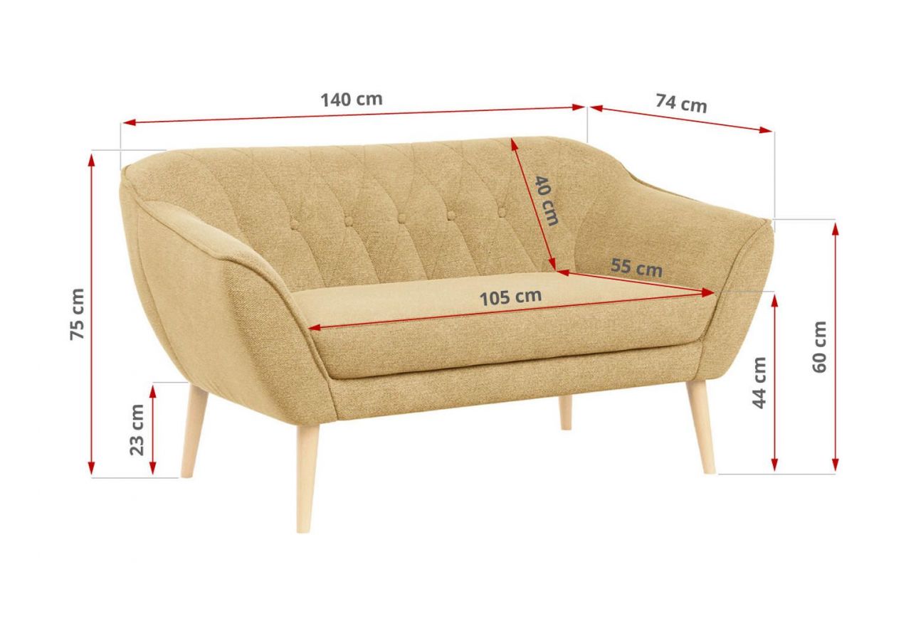 Sofa PIRS 2 - musztardowy, struktura