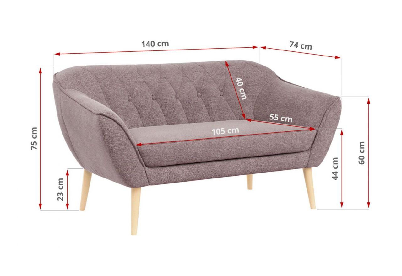 Sofa PIRS 2 - różowy, struktura