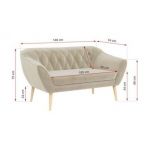 Sofa PIRS 2 - kremowy, welwet