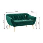 Sofa PIRS 2 - ciemnozielony, welwet