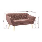 Sofa PIRS 2 - różowy, welwet