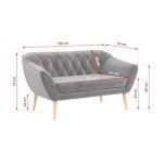 Sofa PIRS 2 - jasnoszary, welwet