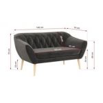 Sofa PIRS 2 - ciemnoszary, welwet