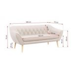 Sofa PIRS 3 - kremowy, welwet