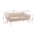 Sofa PIRS 3 - beżowy, welwet