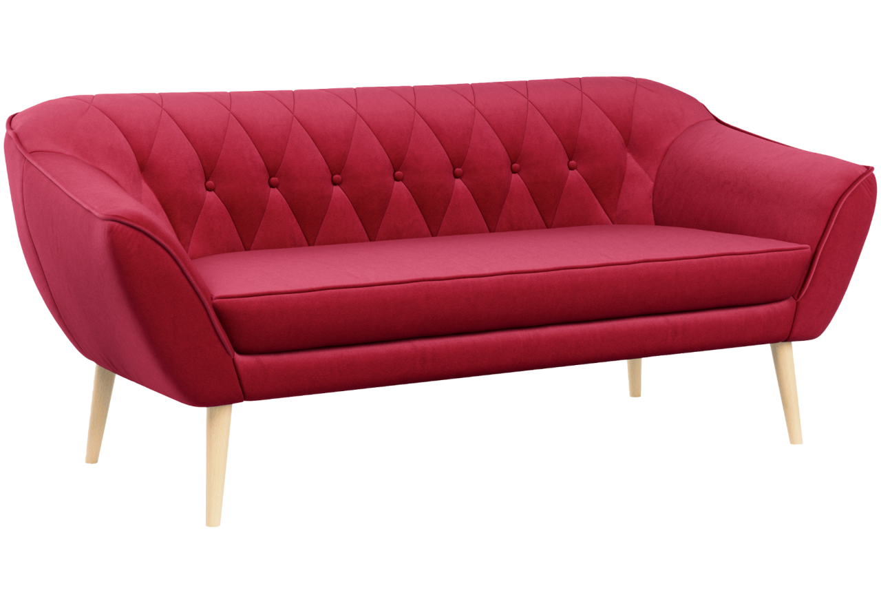 Sofa PIRS 3 - czerwony, welwet