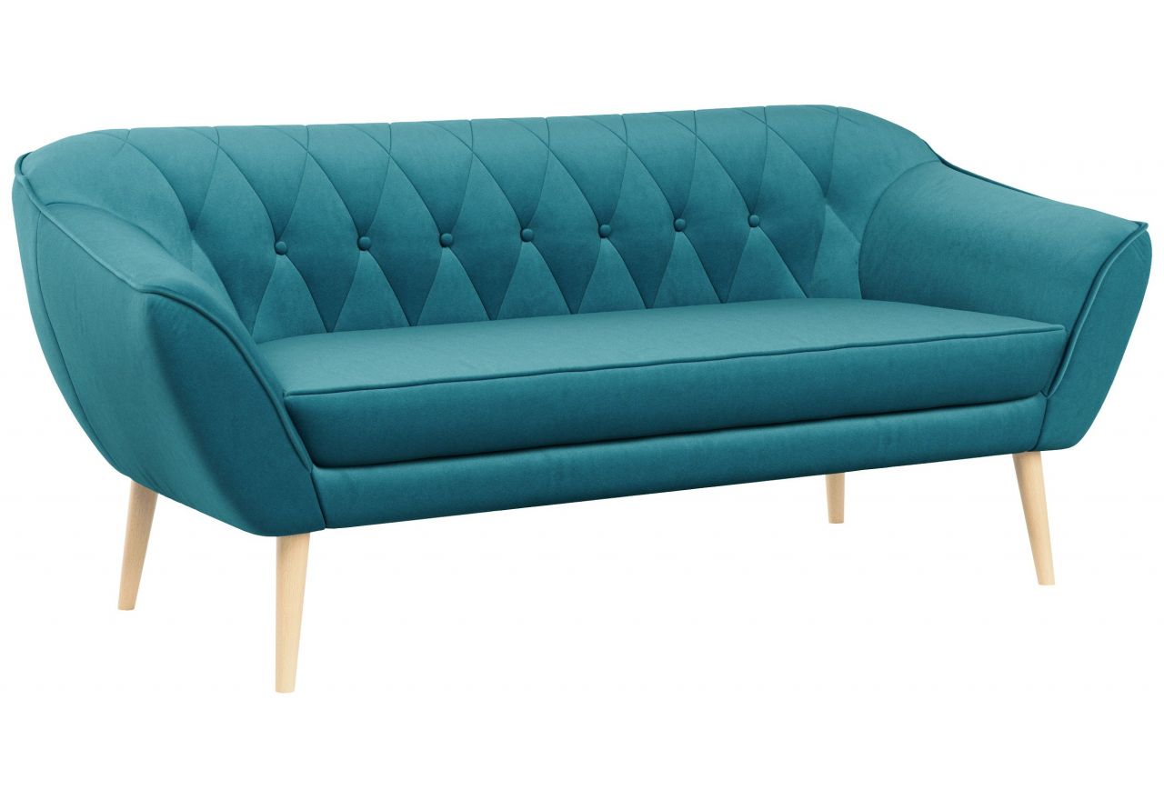 Sofa PIRS 3 - turkusowy, welwet