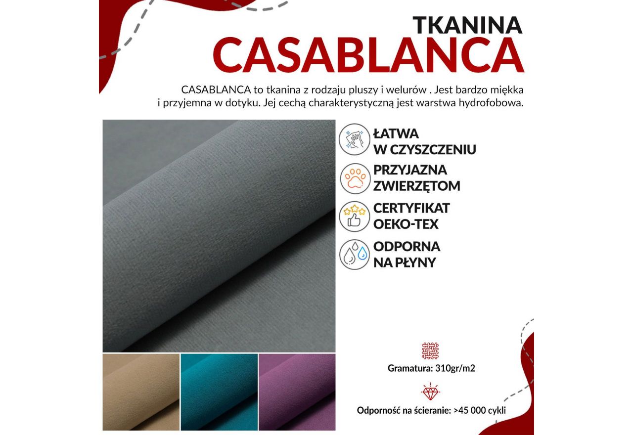 Sofa PIRS 3 - ciemnoszary, welwet