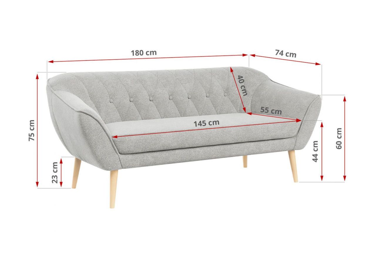 Sofa PIRS 3 - jasnoszary, struktura