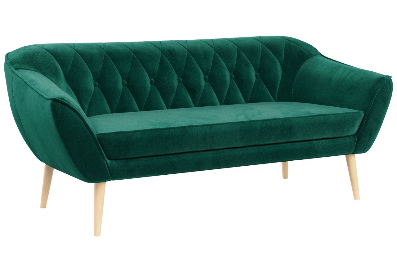 Sofa PIRS 3 - ciemnozielony, welwet