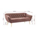 Sofa PIRS 3 - różowy, welwet