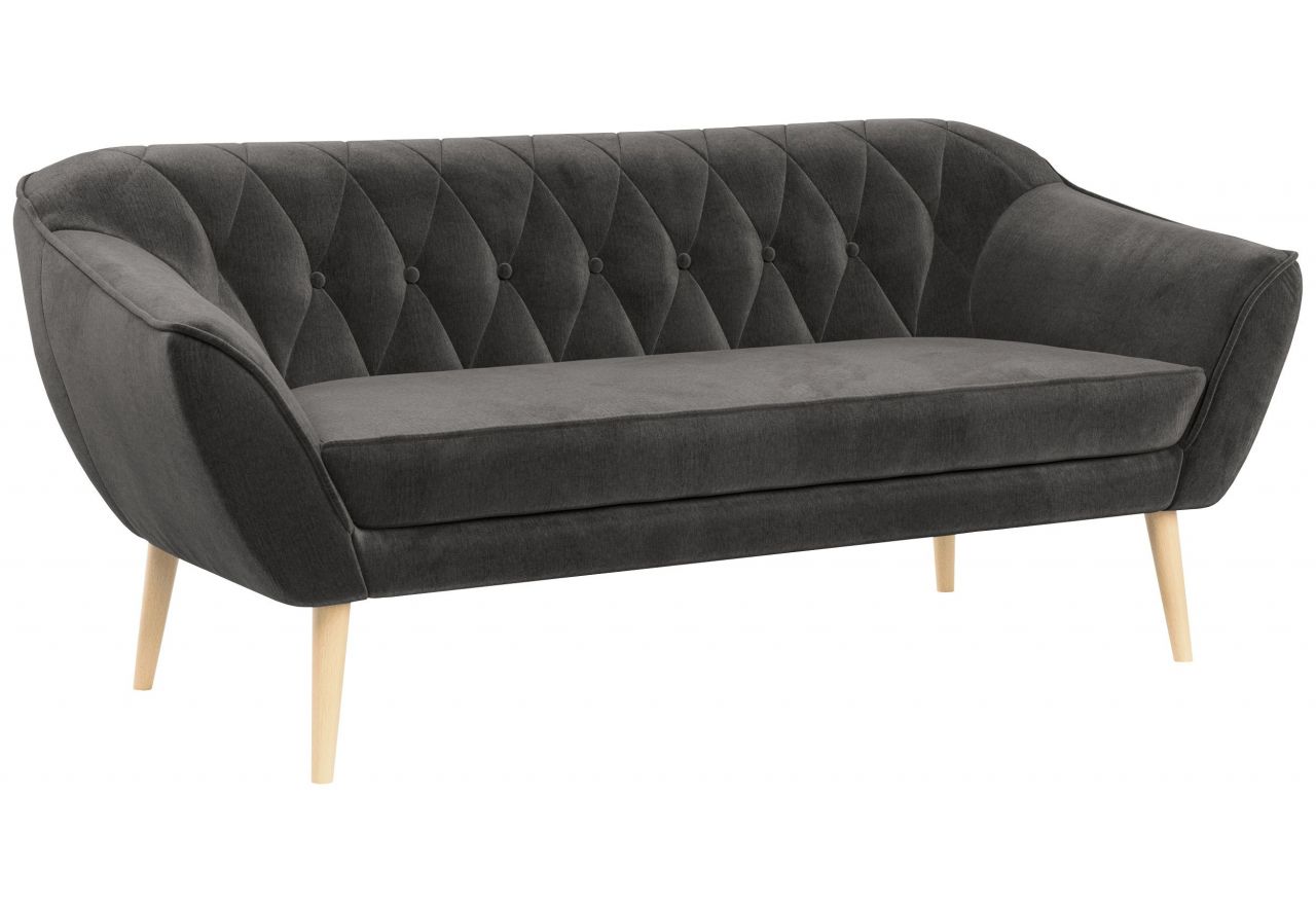 Sofa PIRS 3 - ciemnoszary, welwet