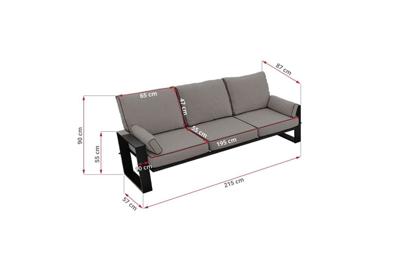 Zestaw metalowych mebli ogrodowych ELBA Z1 - szary