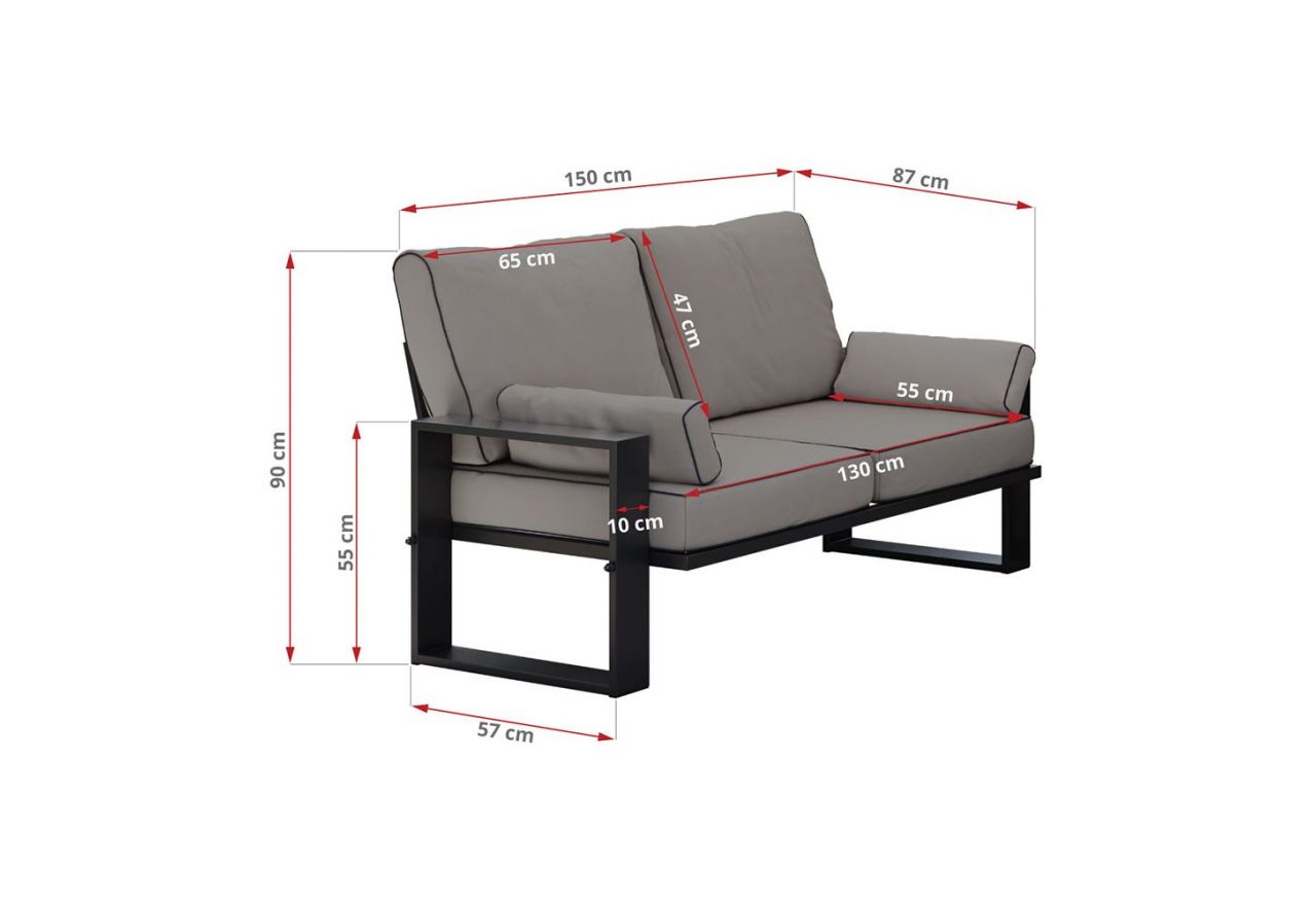 Zestaw metalowych mebli ogrodowych ELBA Z2 - szary