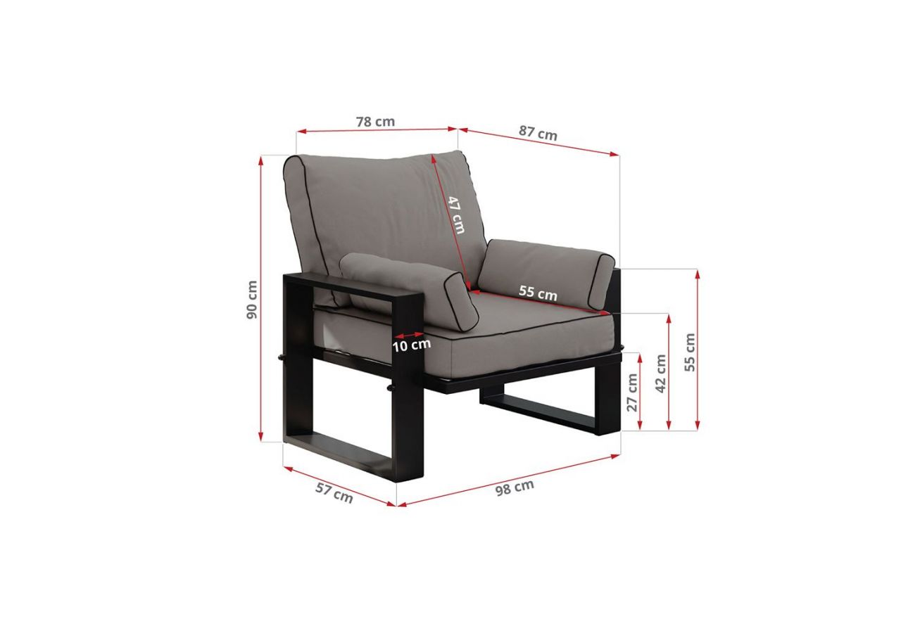 Zestaw metalowych mebli ogrodowych ELBA Z3 - szary