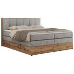 Łóżko kontynentalne ALBERO 1 KING 160x200 - H3 - jasnoszary, struktura
