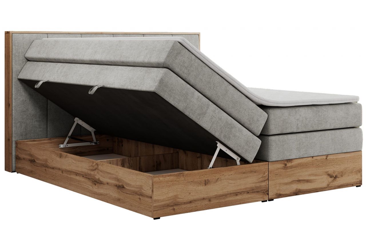 Łóżko kontynentalne ALBERO 1 KING 180x200 - H3 - jasnoszary, struktura