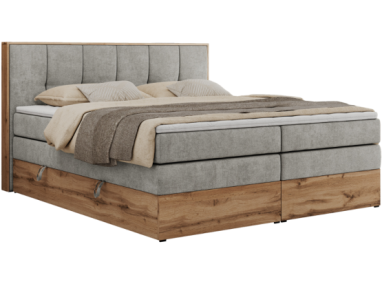 Łóżko kontynentalne ALBERO 1 KING 200x200 - H3 - jasnoszary, struktura