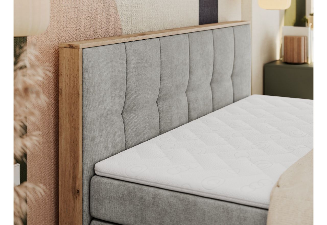 Łóżko kontynentalne ALBERO 1 KING 120x200 - H4 - jasnoszary, struktura