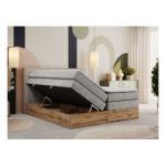 Łóżko kontynentalne ALBERO 1 KING 160x200 - H4 - jasnoszary, struktura