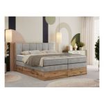 Łóżko kontynentalne ALBERO 1 KING 200x200 - H4 - jasnoszary, struktura