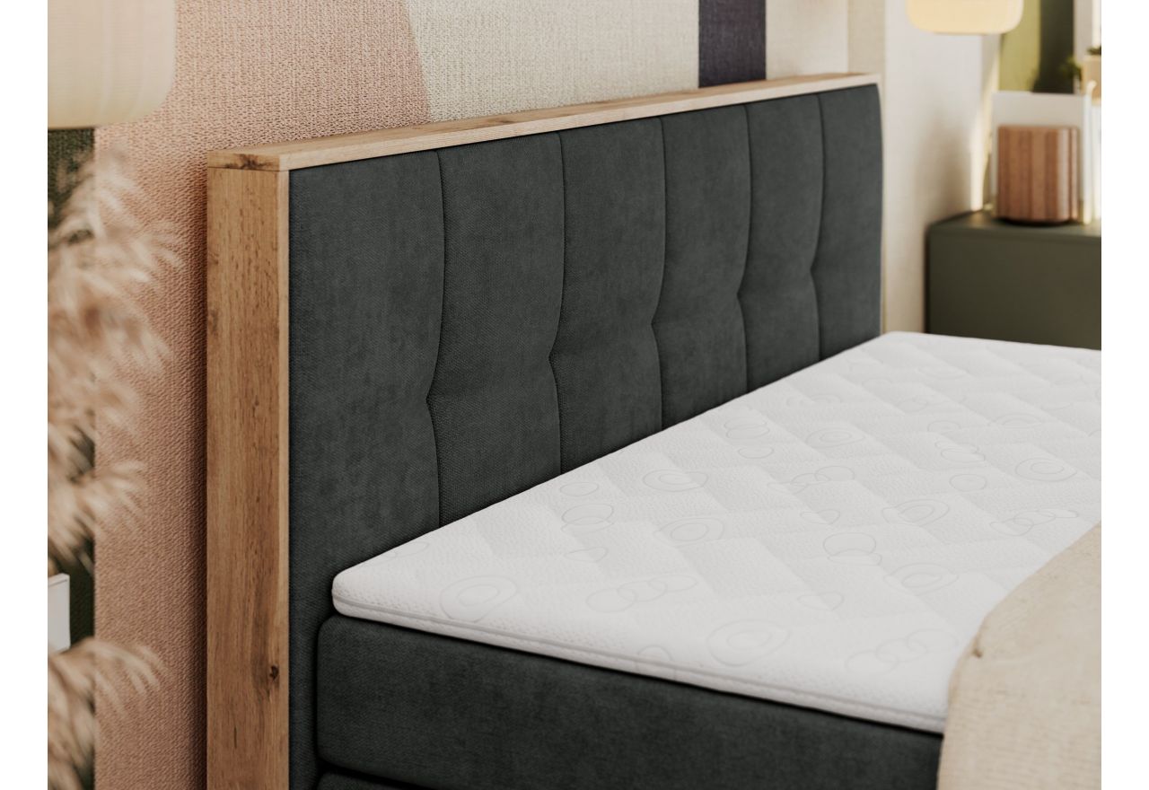 Łóżko kontynentalne ALBERO 1 KING 180x200 - H3 - ciemnoszary, struktura