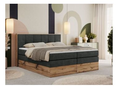 Łóżko kontynentalne ALBERO 1 KING 200x200 - H3 - ciemnoszary, struktura