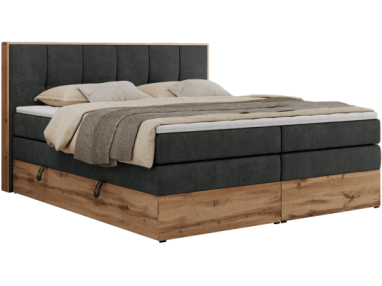 Łóżko kontynentalne ALBERO 1 KING 200x200 - H3 - ciemnoszary, struktura