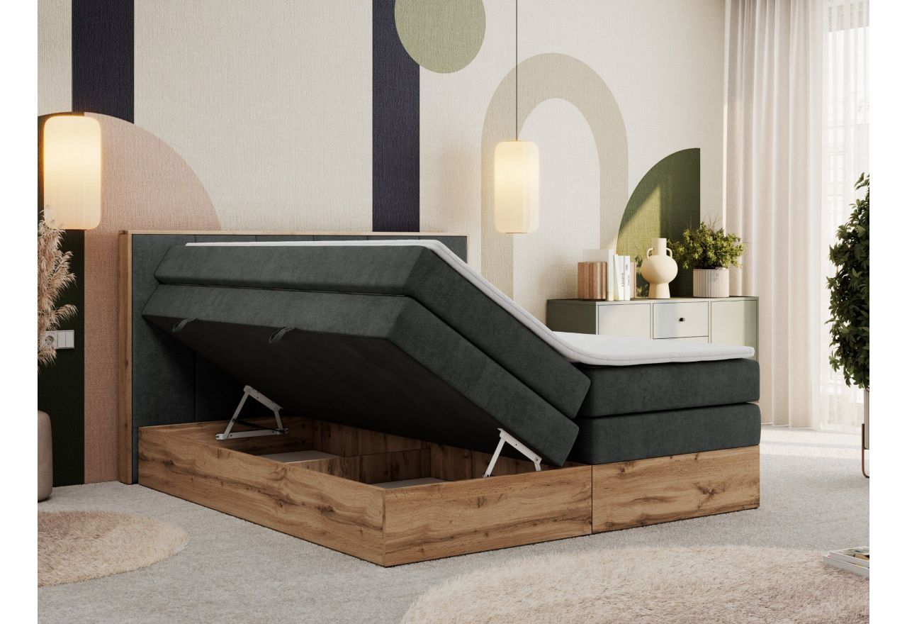 Łóżko kontynentalne ALBERO 1 KING 200x200 - H3 - ciemnoszary, struktura