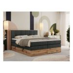 Łóżko kontynentalne ALBERO 1 KING 200x200 - H4 - ciemnoszary, struktura
