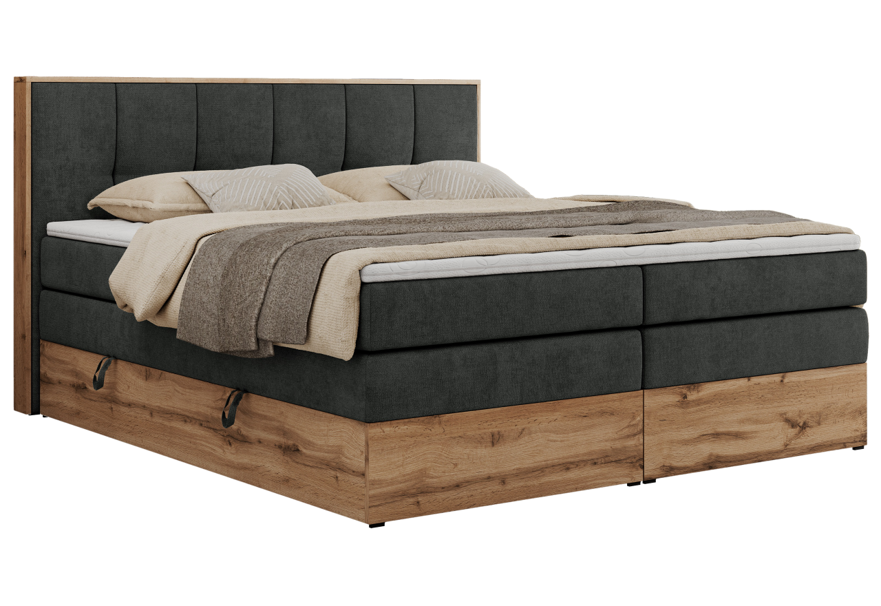 Łóżko kontynentalne ALBERO 1 KING 200x200 - H4 - ciemnoszary, struktura